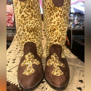 Leopard Print Boots with Brown Accents